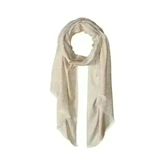 Calvin Klein CK Logo Monogram Cream Rectangle Scarf 26X72 NWT - Picture 2 of 7